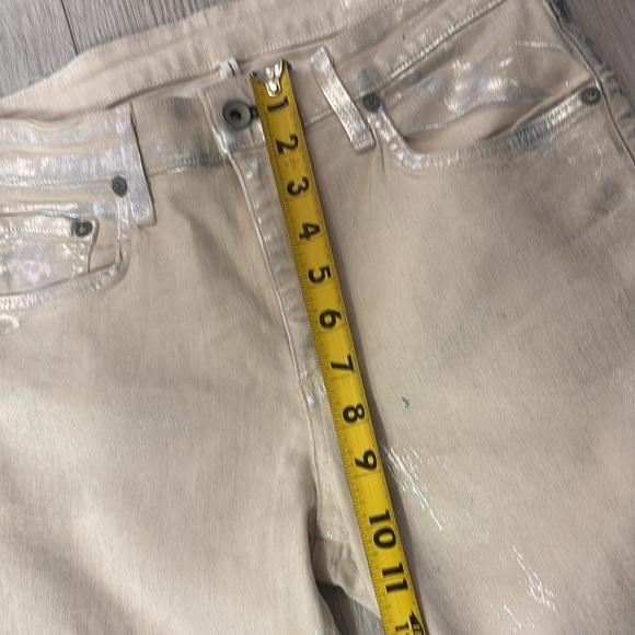 Rag & Bone Cate Mid-Rise Skinny Size 30 Moonshine JeansMetallic Silver Off White - Picture 6 of 16